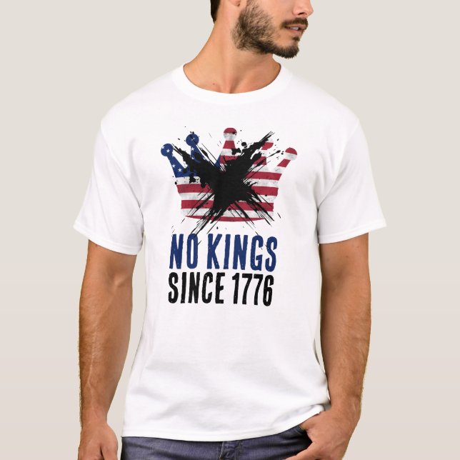 Camiseta NO KINGS SINCE 1776 USA flag crown rustic (Frente)
