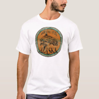 CAMISETA - - NO LOGOTIPO DO VINTAGE DE ALASKA DA MOSCA