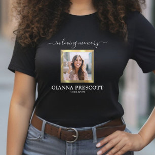 Camiseta No Loving Memory Black & Dourado Funeral de Foto