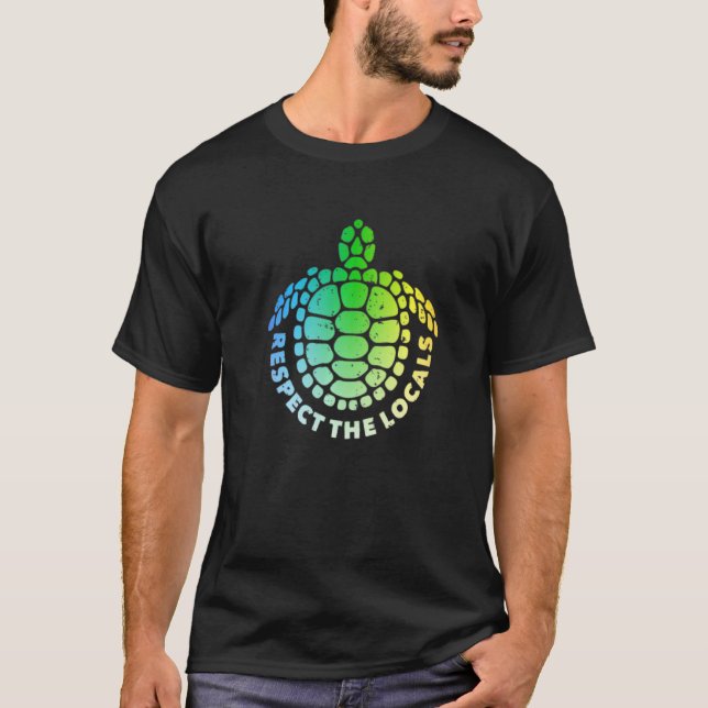 Camiseta No Mar Havaiano, O Animal Da Tartaruga Respeita O  (Frente)