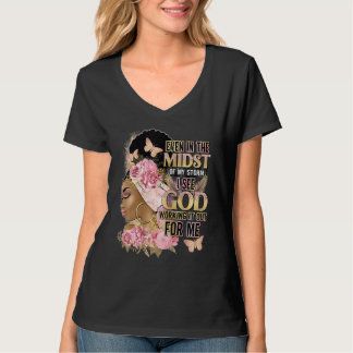 Camiseta No Meio Da Minha Tempestade Eu Vejo Deus Flores Ro