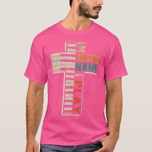 Camiseta No Nome de Jesus Eu Toço Piano Música Cristã Prese