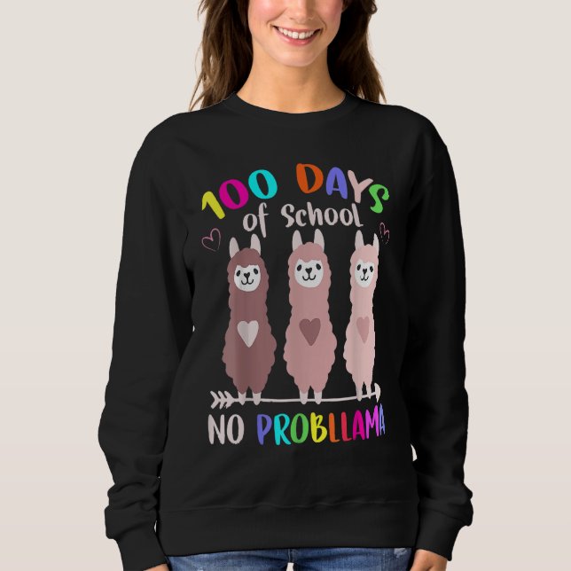 Camiseta No Probllama 100 Days Of School LLama Teachers (Frente)