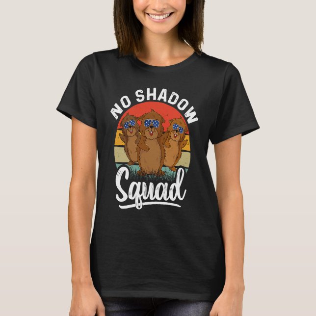 Camiseta No Shadow Squad Groundhog American Flag  Groundhog (Frente)