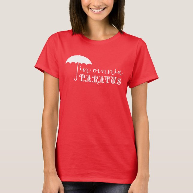 Camiseta No T vermelho básico de Omnia Paratus (Frente)
