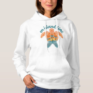 Camiseta No Tempo da Ilha Design de Tartaruga Marinha no Pô