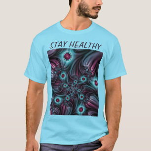 Camiseta No texto de arte frontal cor-de-rosa Abstrato azul