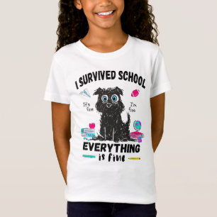 Camiseta No último dia de escola, sobrevivi à escola