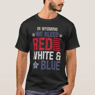 Camiseta No Wyoming, sangramos branco vermelho e azul 4 de