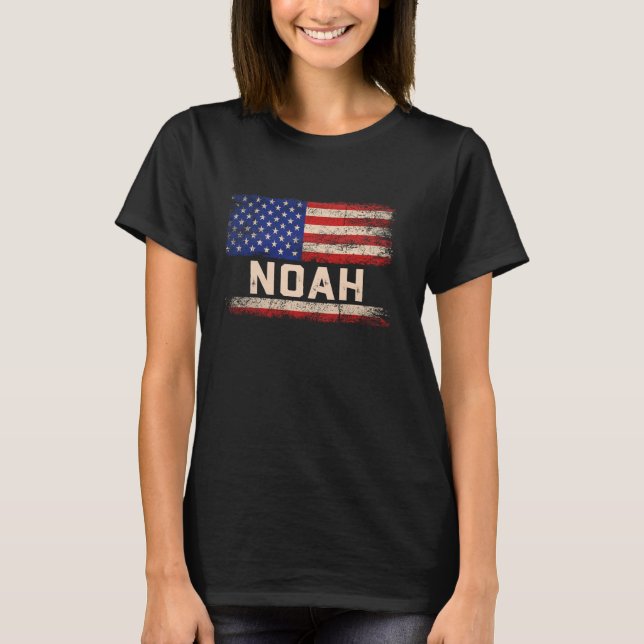 Camiseta Noah First Name Shirt Noah Name Flag Americano (Frente)