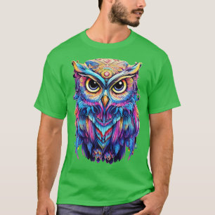 Camiseta Nocturna Luminosa - Esplendor de Coruja Holográfic
