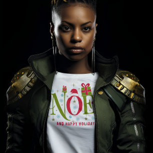 Camiseta Noel - assinatura de tipografia colorida e diverti