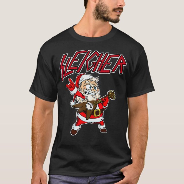 Camiseta Noel Claus Metal Engraçado Viva Sa (Frente)