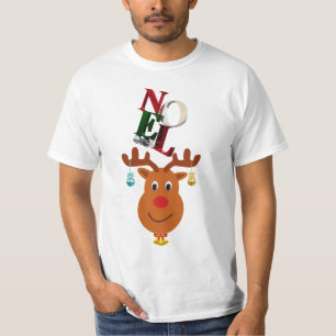 Camiseta Noel Deer Bells Bauble Rudolf Snowflakes Natal