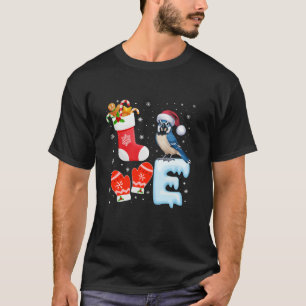 Camiseta Noel Hat Natal empilhando Pássaro Azul Feriado