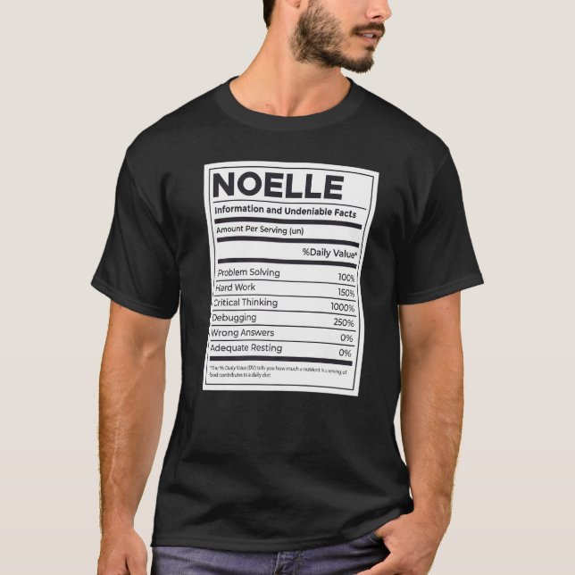 Camiseta Noelle Nutrition Information Problem Solving Duro (Frente)