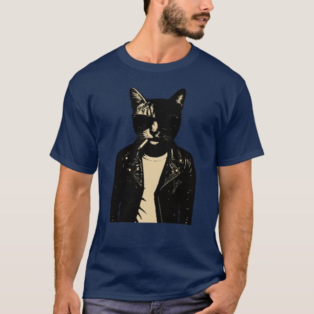 Camiseta Noir Cat em Couro (Frente)