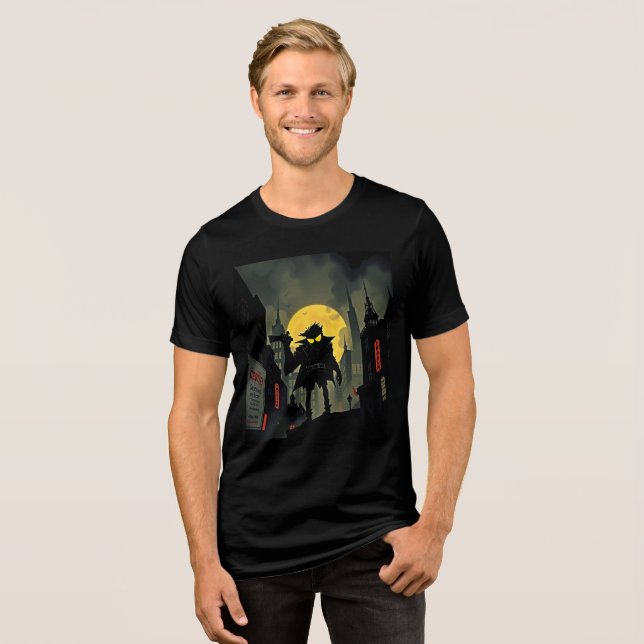 Camiseta Noir Dreams: Tee de paisagem urbana preguiçosa (Frente Completa)