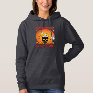 Camiseta Noite Assustadora de Halloween Caveira Bruxa Abóbo