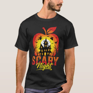 Camiseta Noite Assustadora de Halloween Maçã Assombrada Vet