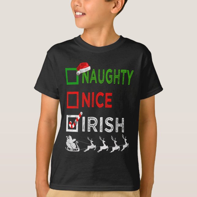Camiseta Noite Bela de Natal Irlandesa Pijama Engraçado Pap (Frente)