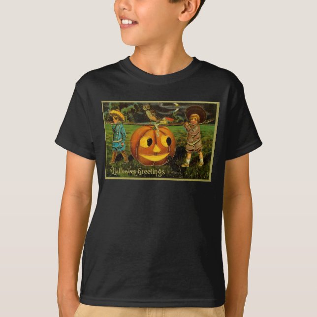 Camiseta Noite da Colheita das Abóboras de Halloween pelas  (Frente)