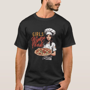 Camiseta Noite das Meninas Cozinhar Pizza Edição Comida Ita