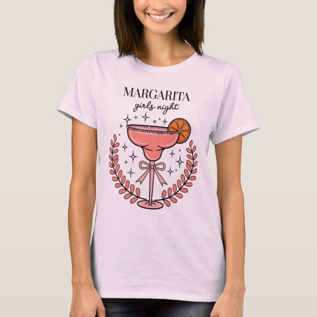Camiseta Noite das Meninas Margarita Diversão Rosa (Frente)