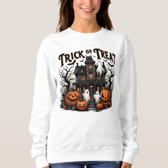 Camiseta Noite de assombro com fantasmas e abóboras! (Frente)