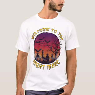 Camiseta Noite de Boas-vindas Égua de Halloween Lua Vermelh