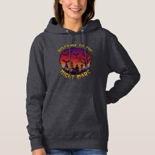 Camiseta Noite de Boas-vindas Égua de Halloween Lua Vermelh