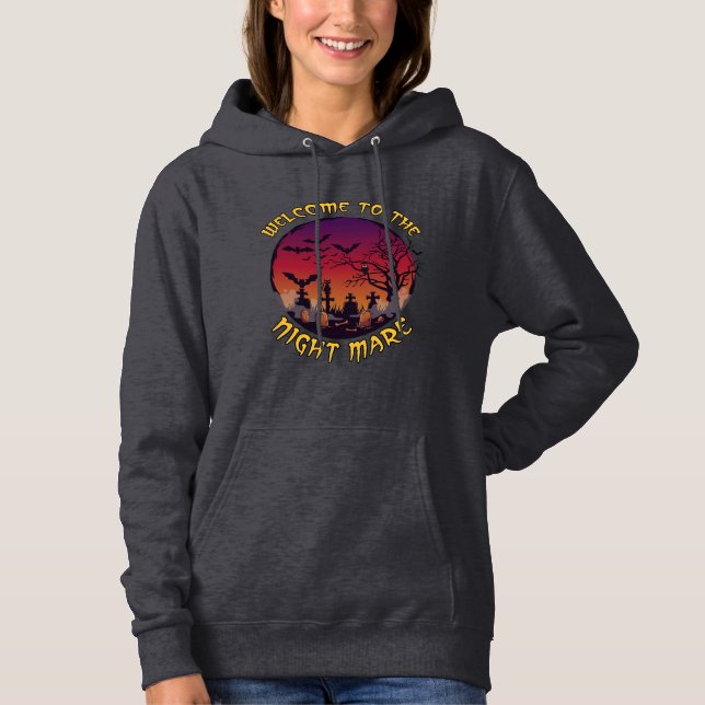 Camiseta Noite de Boas-vindas Égua de Halloween Lua Vermelh (Frente)