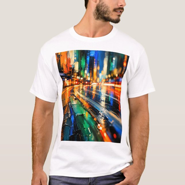 Camiseta Noite de Cidade Abstrata (Frente)