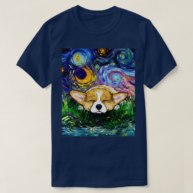Camiseta Noite de Corgi com Sono (Frente do Design)