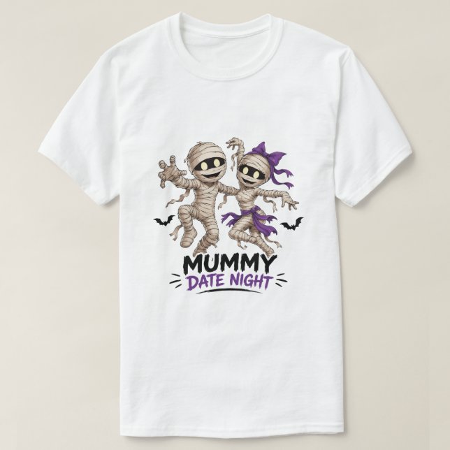 Camiseta Noite de Encontro de Múmia Fofa (Frente do Design)