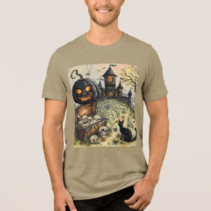 Camiseta Noite de Halloween: A Abóbora Preta Assustadora Gu