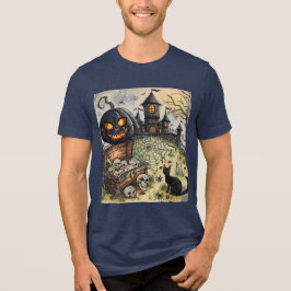 Camiseta Noite de Halloween: A Abóbora Preta Assustadora Gu