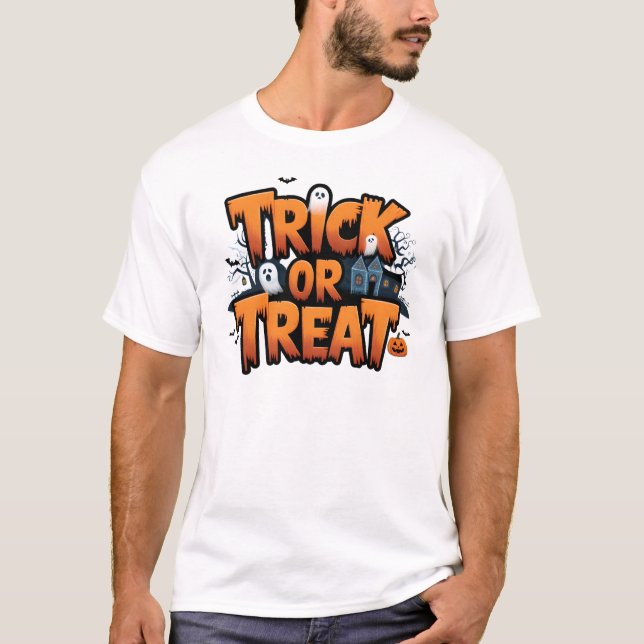 Camiseta Noite de Halloween assombrada com fantasmas (Frente)