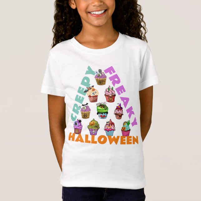 Camiseta Noite de Halloween da Pirâmide dos Cupcakes Vivos (Frente)