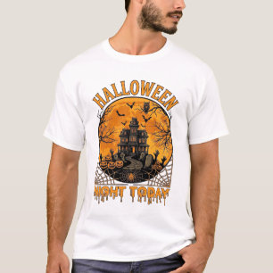 Camiseta Noite de Halloween Hoje Mansão Assombrada Abóboras