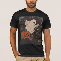 Noite de Halloween Vintage com Abóbora e Fantasma