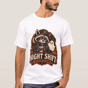 Camiseta Noite de Halloween Vintage Raccoon do Turno da Noi