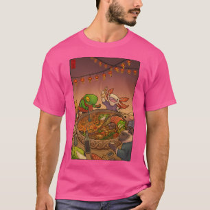 Camiseta Noite De Hotpot Asiático Com Um Sapo De Gato Axolo