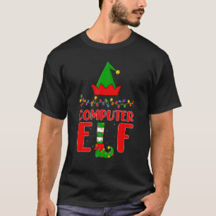 Camiseta Noite de Iluminação Familiar Computador Elf Corres
