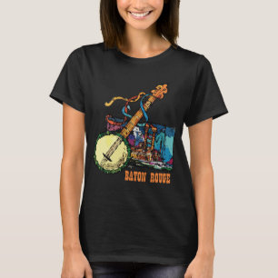 Camiseta Noite de Jazz com Banjo em Baton Rouge Viagem Retr