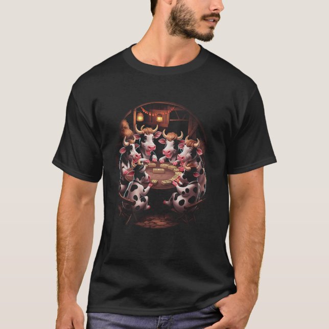 Camiseta Noite de Jogo de Dominó de Vaca Engraçado Presente (Frente)