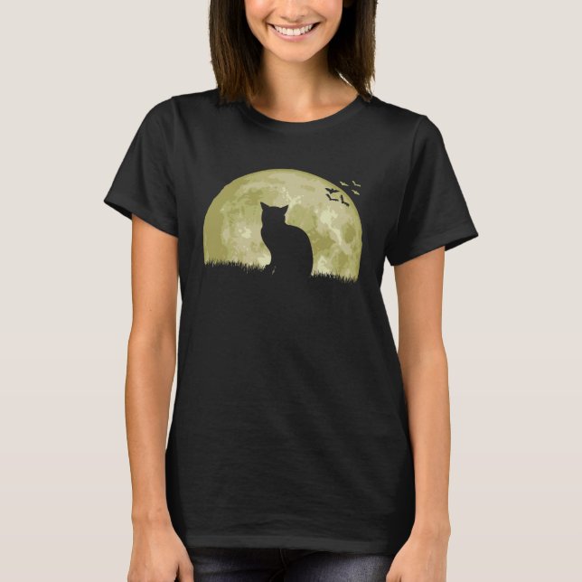 Camiseta Noite de Luz de Lua de Gato (Frente)