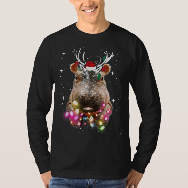Camiseta Noite de Natal Hippo Fiona Hippopotamus Lover (Frente)