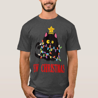 Camiseta Noite de Natal, o gato preto acende a família pija