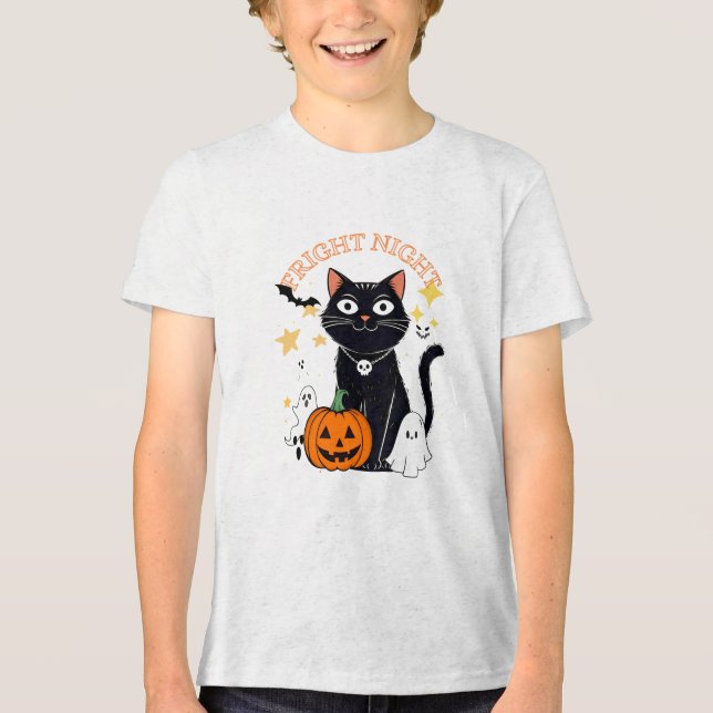 Camiseta Noite de Terror Gato de Halloween (Frente)